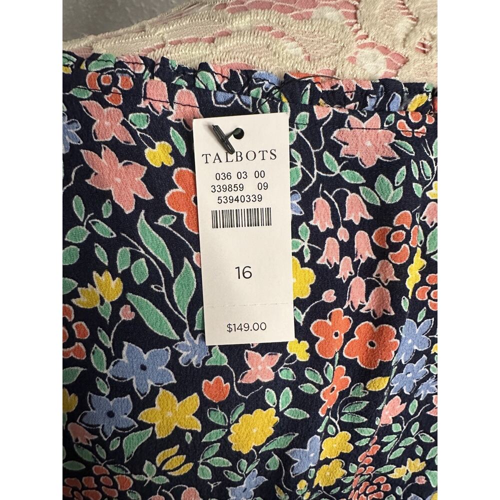NWT Talbots Womens Ditsy Floral Colorful Dress Size 16 Flutter Sleeve Ruffle - Picture 7 of 9